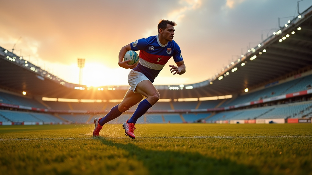 Antoine Dupont en train de célébrer un essai en équipe de France