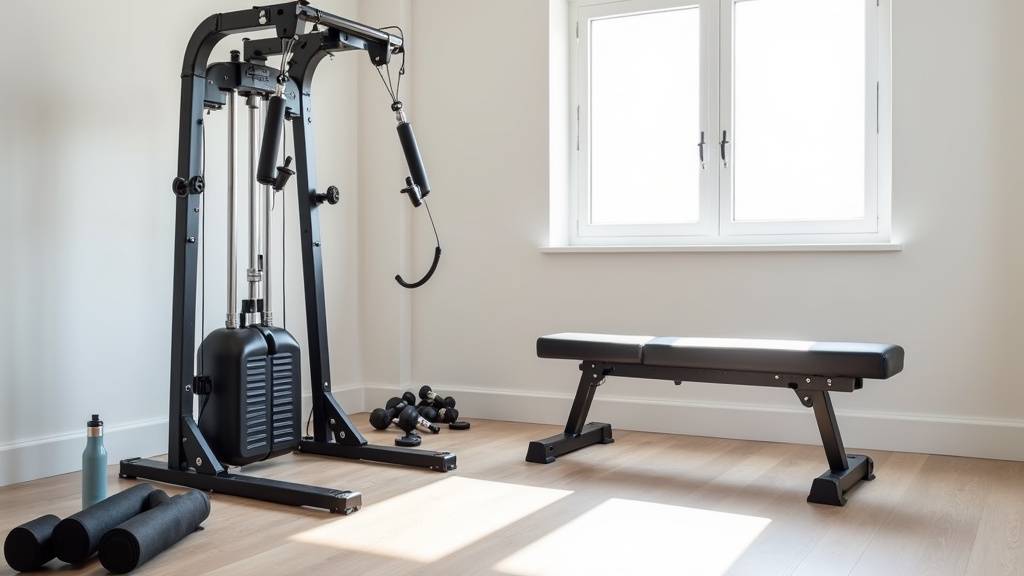 Femme en train d'utiliser un appareil de musculation cardio dans un home gym