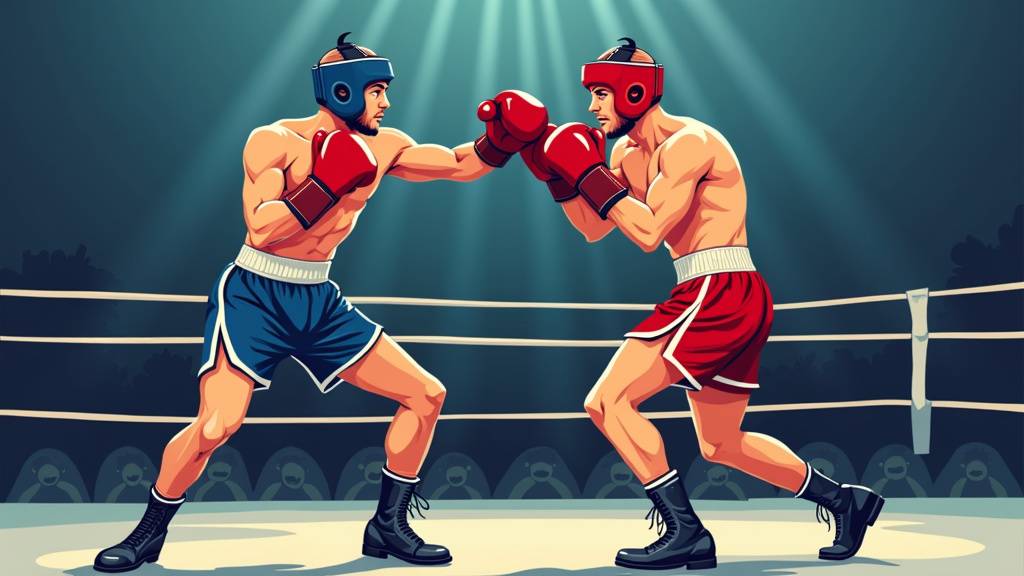 Boxeurs olympiques en combat de boxe anglaise