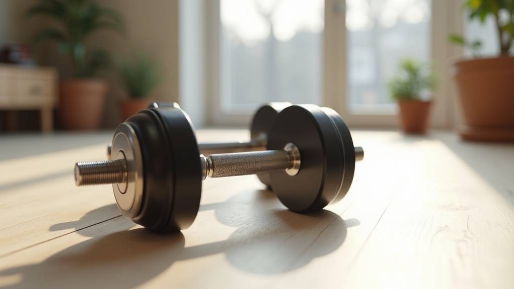 Athlète effectuant des exercices avec haltères dans un home gym