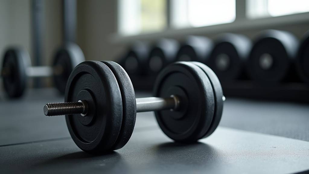 Haltères de musculation variés dans un home gym moderne