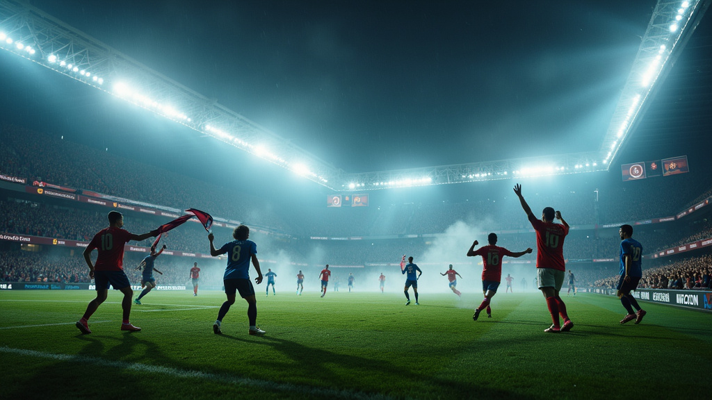 Match de championnat National avec arbitres et joueurs en action