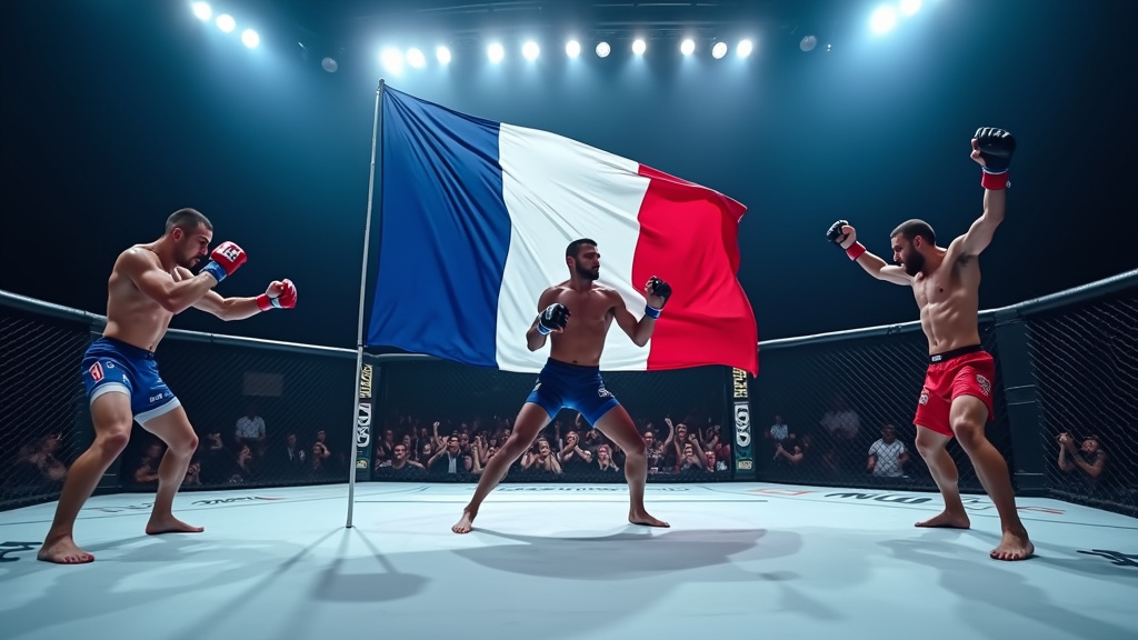 Combattants français de MMA en action dans l'octogone