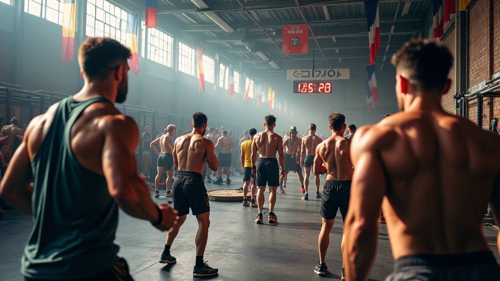 Athletes participant a une competition CrossFit en France avec WOD en cours