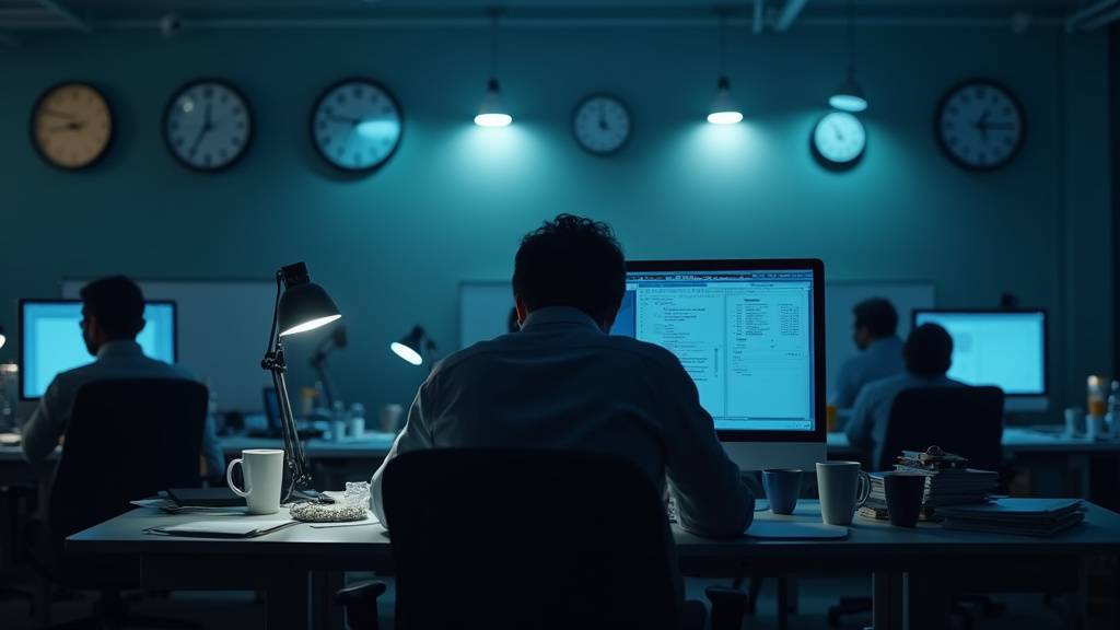 Équipe de travail stressée dans un open space