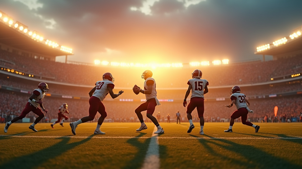 Stade NFL avec joueurs en action pendant un match