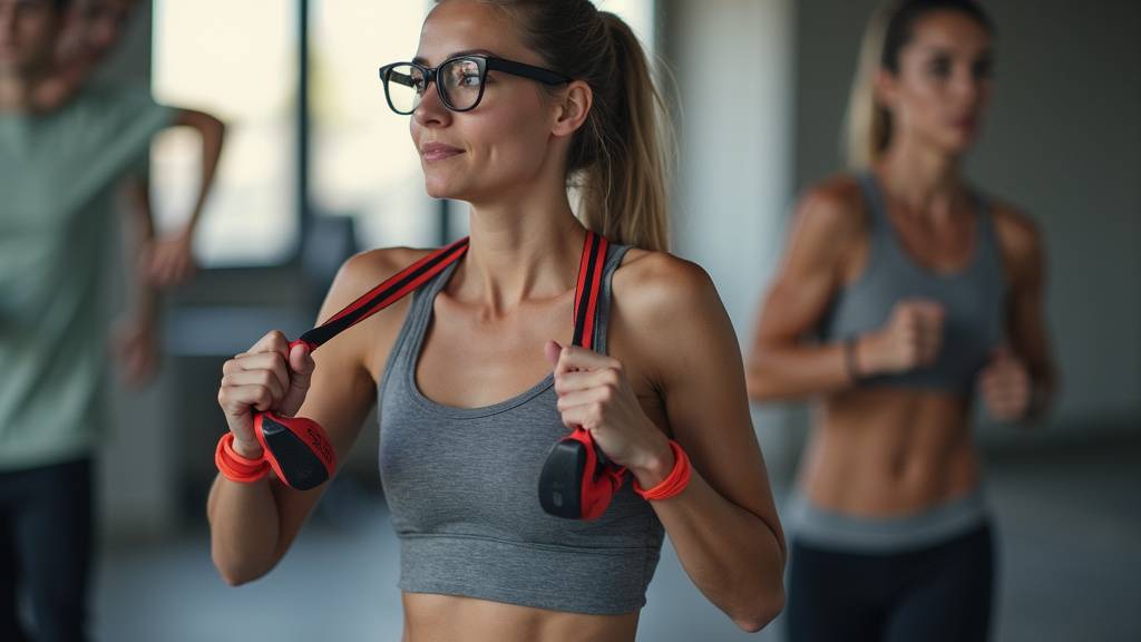 Entraînement avec corde à sauter dans une salle de sport moderne