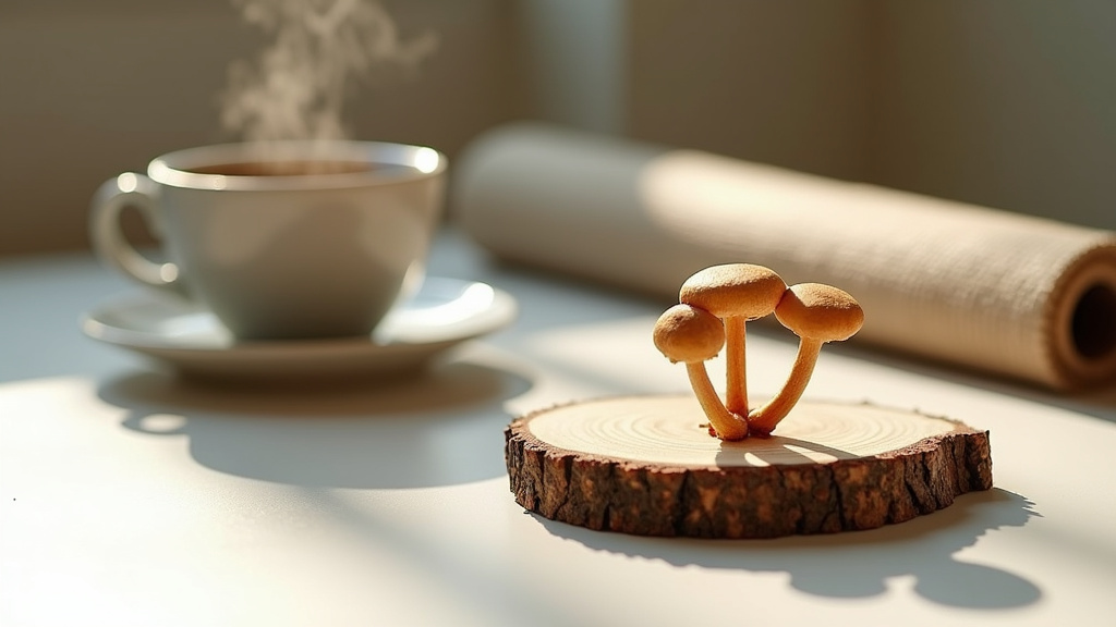 Champignon cordyceps dans un bol en bois
