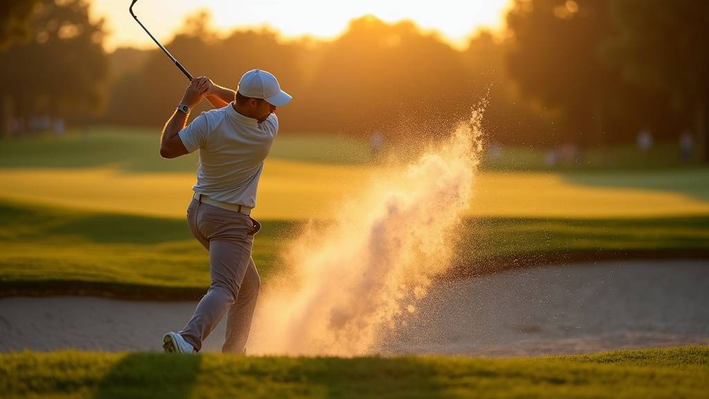 Joueur de golf effectuant une sortie de bunker lors d'un entraînement