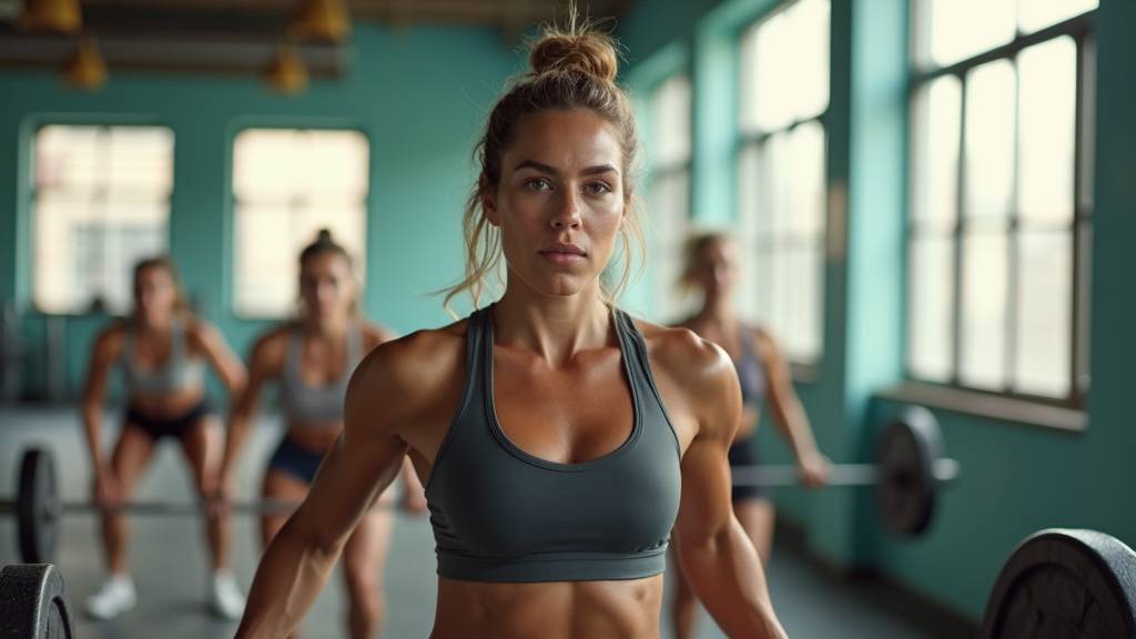 Femme realisant des squats avec barre dans une salle de fitness