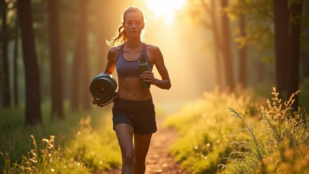 Femme sportive en seance de fitness avec halteres dans une salle de sport moderne