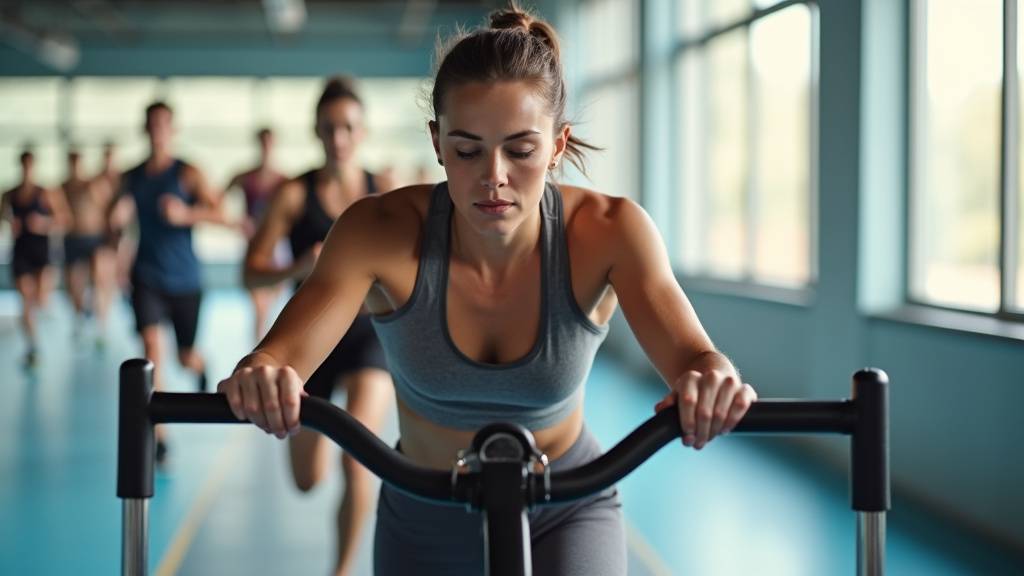 Athletes courant entre deux stations lors d'une course HYROX