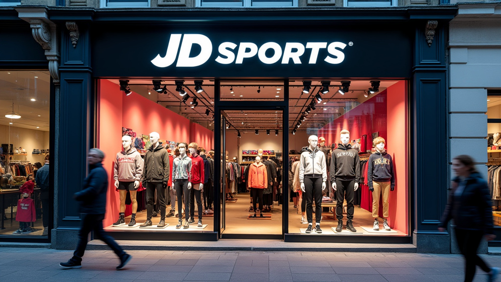 Façade du magasin JD Sports à Mulhouse avec vitrines exposant les dernières collections