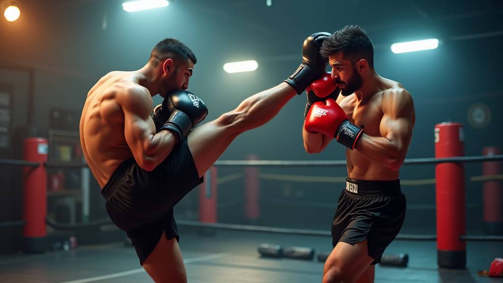 Seance de kickboxing en salle avec sac de frappe