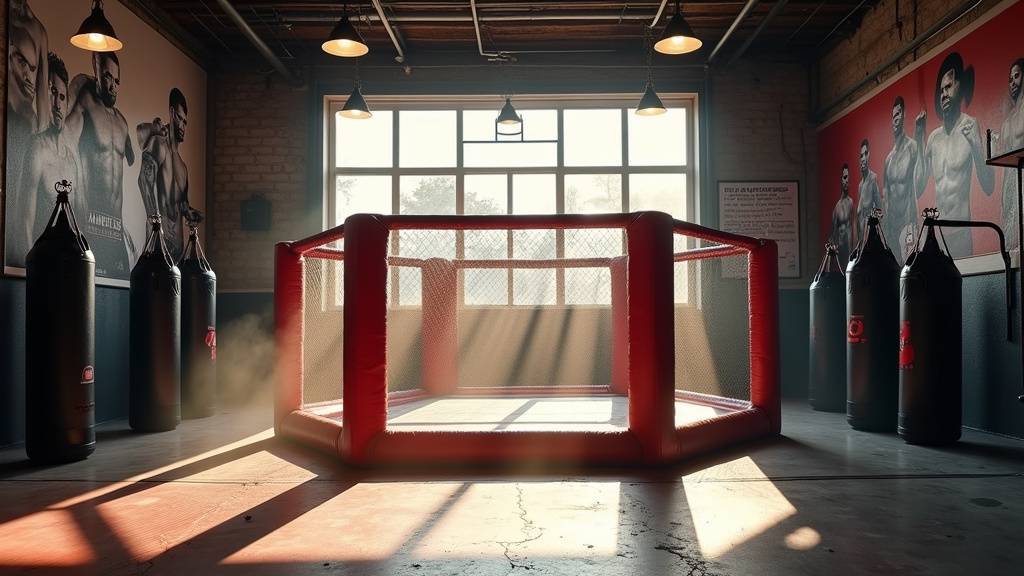 Interieur de la MMA Factory Paris avec cage octogonale et zone d entrainement