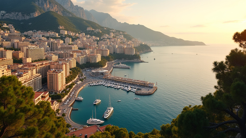Vue du circuit de Monaco lors du Grand Prix avec les yachts dans le port