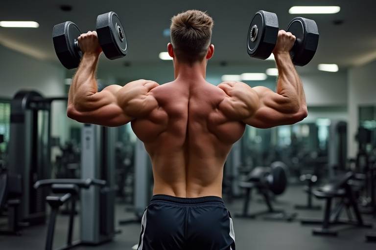 Homme réalisant un pull over avec un haltère sur un banc de musculation