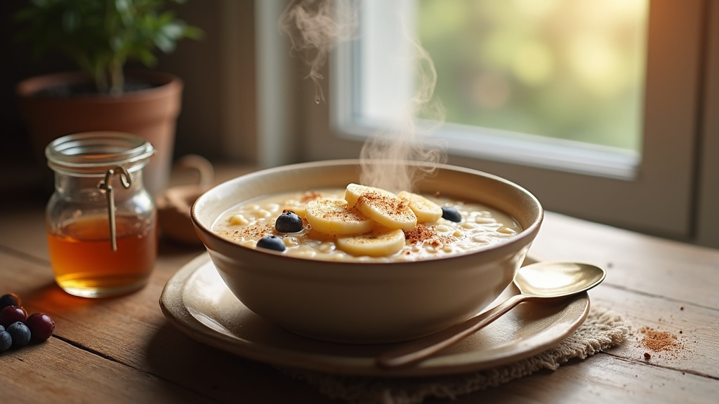 Porridge salé avec œuf poché, fromage et légumes