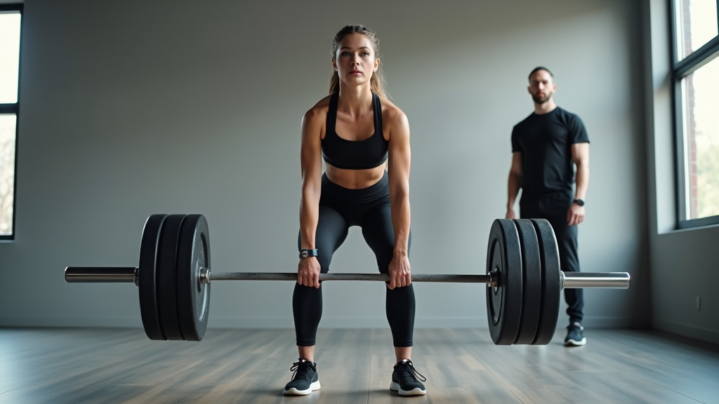 Illustration du stiff-legged deadlift avec barre et haltères