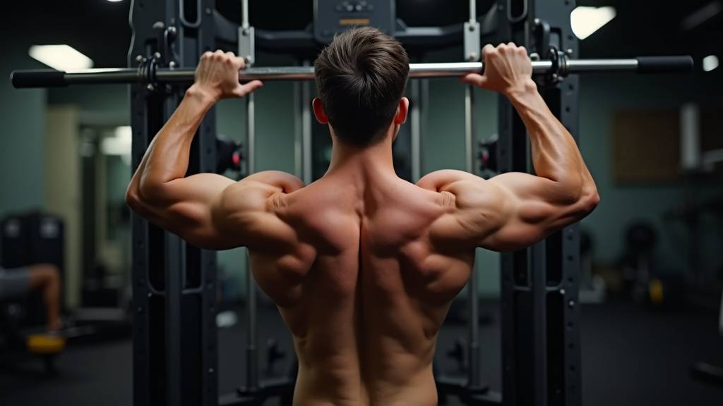 Homme effectuant un tirage vertical dans une salle de sport