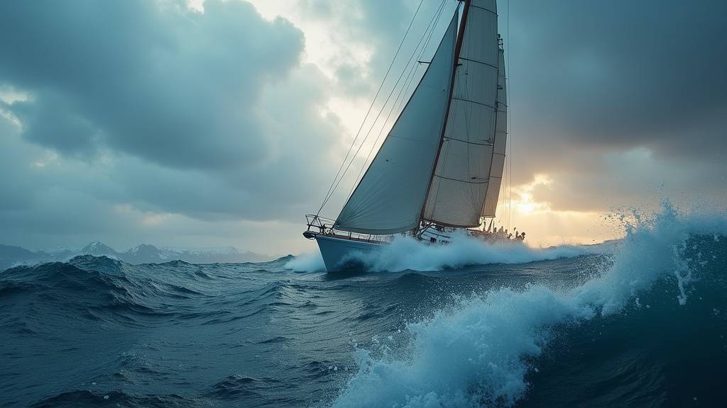 Voilier IMOCA naviguant dans les mers du Sud pendant le Vendee Globe